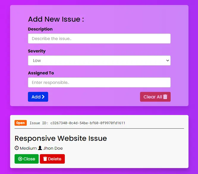 JavaScript Issue Tracker    